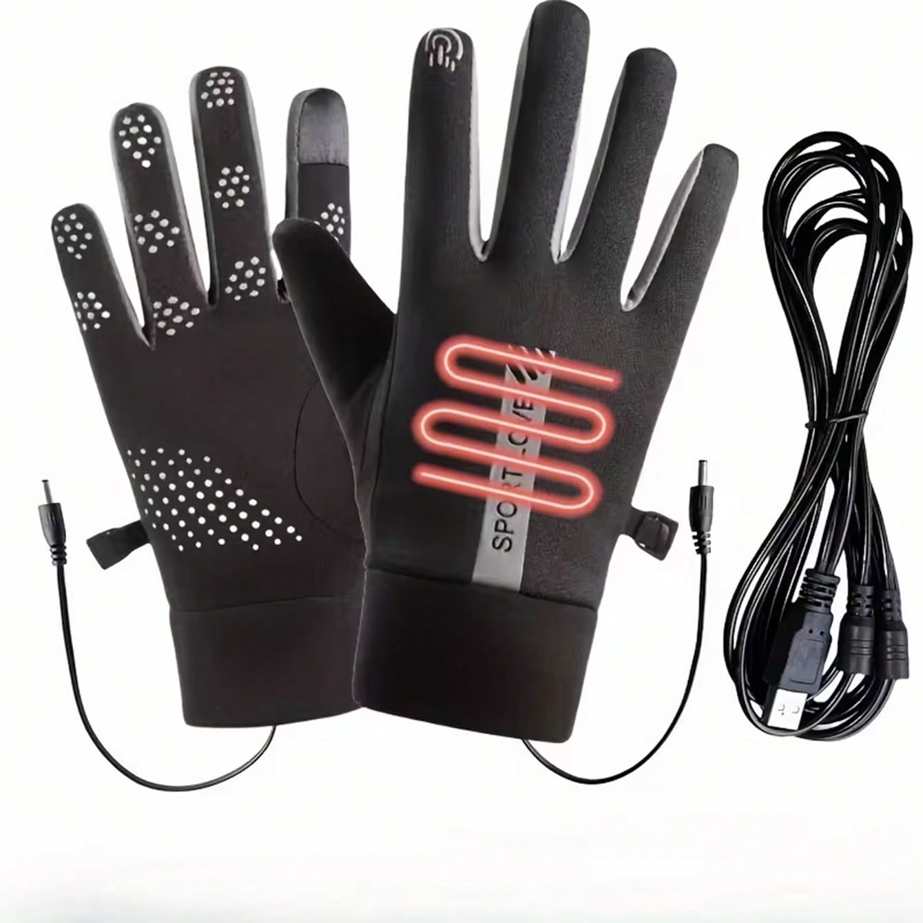 Cycling Commute Essentials - ถุงมือทำความร้อนแบบไม่ต้องใช้แบตเตอรี่ | ให้ความร้อนรวดเร็วทั้งสองด้าน, ดีไซน์หน้าจอสัมผัส, พกพาสะดวกด้วย USB,