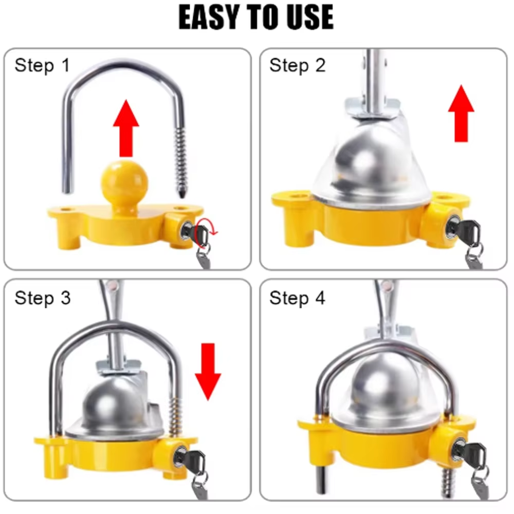 U Lock Heavy Duty - ตัวล็อคหัวลากสำหรับงานหนัก - ตัวล็อคกันขโมยแบบปรับได้ขนาด 2-5/16 นิ้ว, ตัวล็อคแบบ