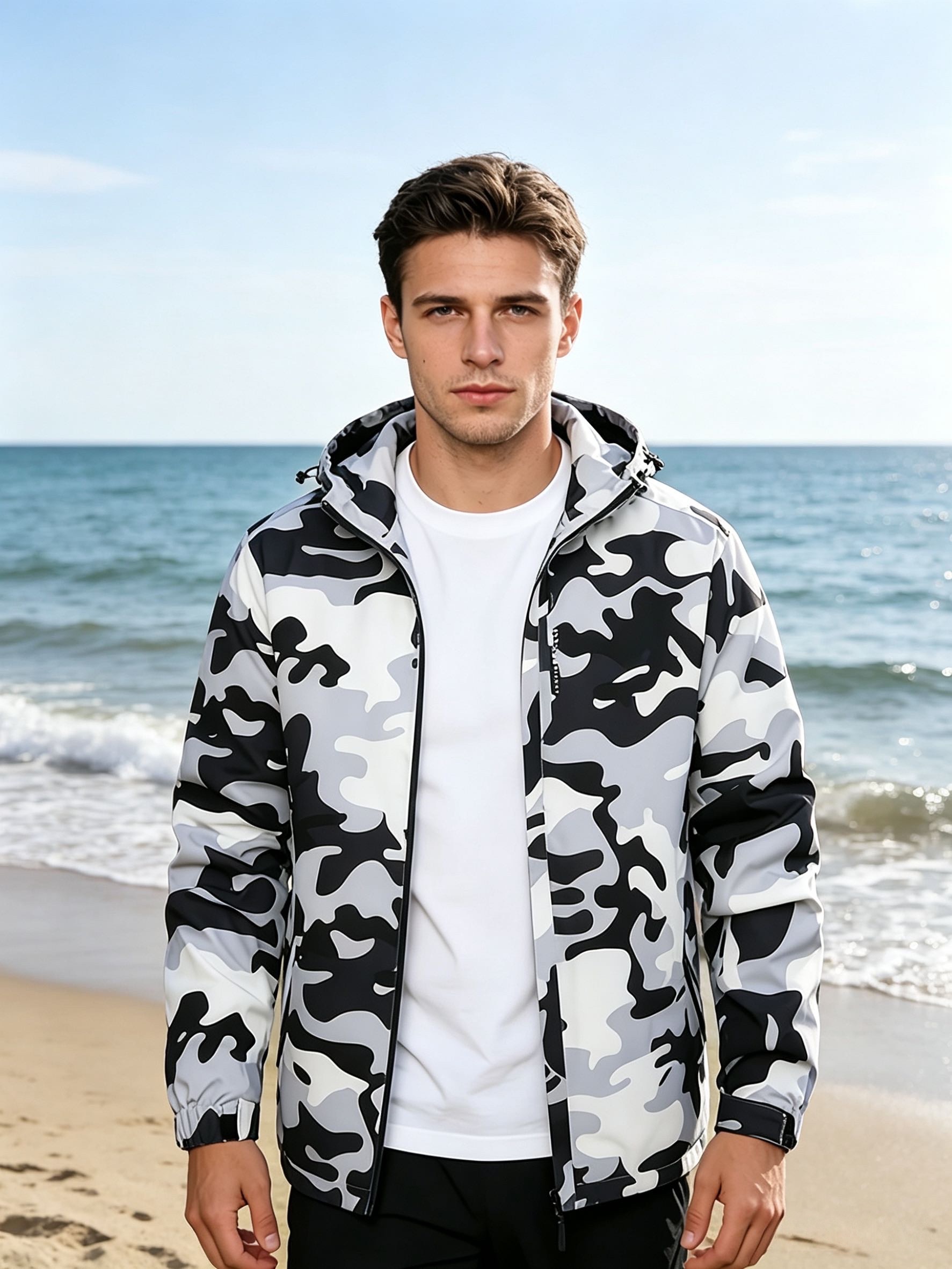 Cycling Commute Jacket - เสื้อแจ็คเก็ตผู้ชายทรงหลวมสำหรับฤดูใบไม้ร่วงและฤดูหนาว น้ำหนักเบา แขนยาว มีฮู้ด สไตล์ลำลอง เหมาะสำหรับการเดินทางและปั่นจักรยาน