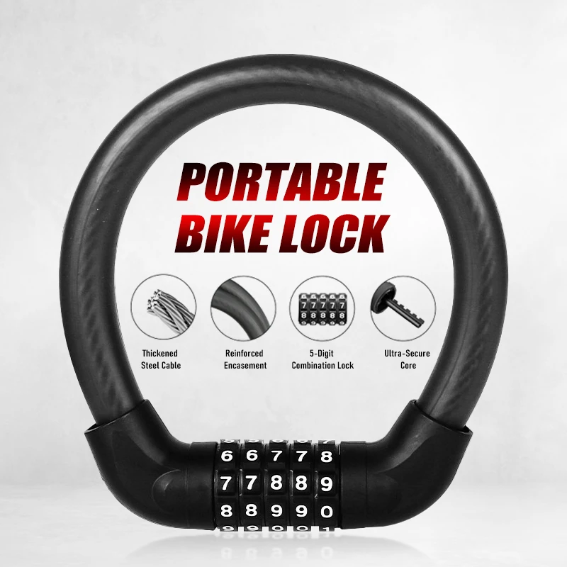 U Lock Heavy Duty - กุญแจล็อคจักรยานแบบรหัส 5 หลัก แบบหนาพิเศษ ป้องกันการโจรกรรม แบบไม่ใช้กุญแจ