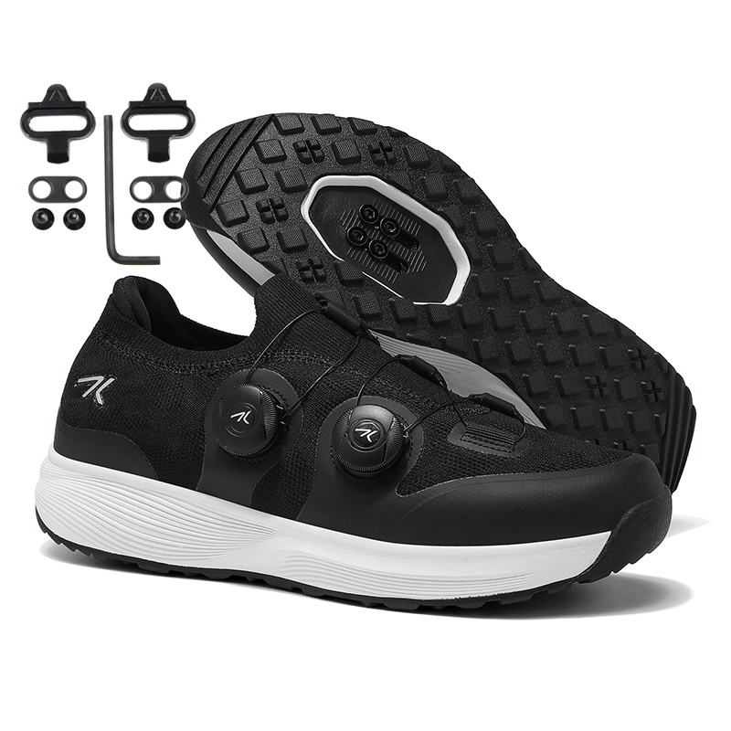 Cycling Commuter Shoes - รองเท้าปั่นจักรยานเสือภูเขาแบบมีคลีท รองเท้าปั่นจักรยานแบบพื้นเรียบ รองเท้าปั่นจักรยานความเร็วสูง รองเท้าผ้าใบสำหรับปั่นจักรยานในร่ม รองเท้าสำหรับแข่งจักรยานเสือภูเขาแบบมีตัวล็อค SPD