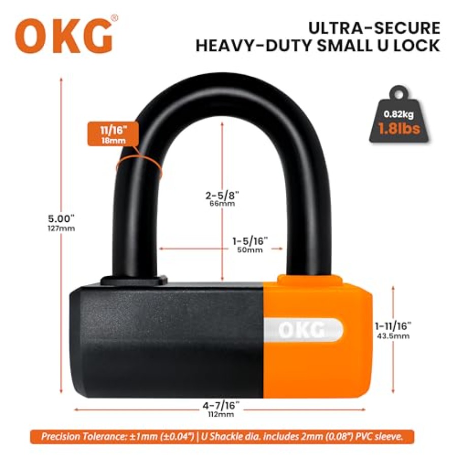 กุญแจล็อครถจักรยานยนต์ OKG Hea - U Lock Heavy Duty บทวิจารณ์และราคา
