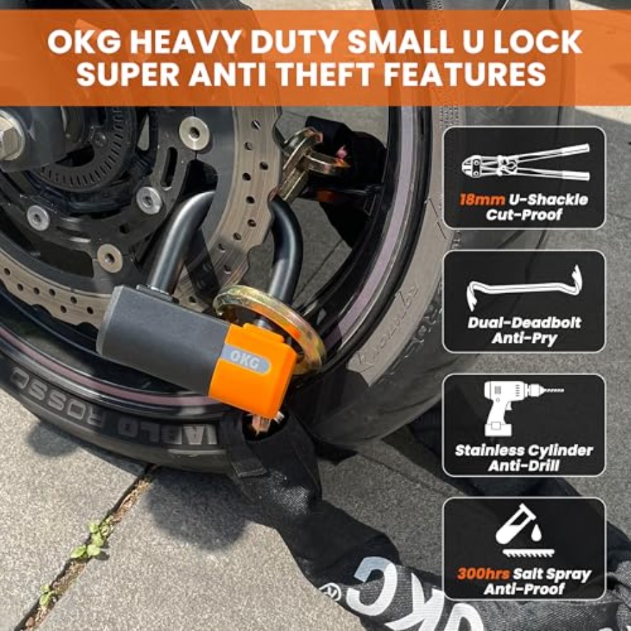กุญแจล็อครถจักรยานยนต์ OKG Hea - U Lock Heavy Duty บทวิจารณ์และราคา